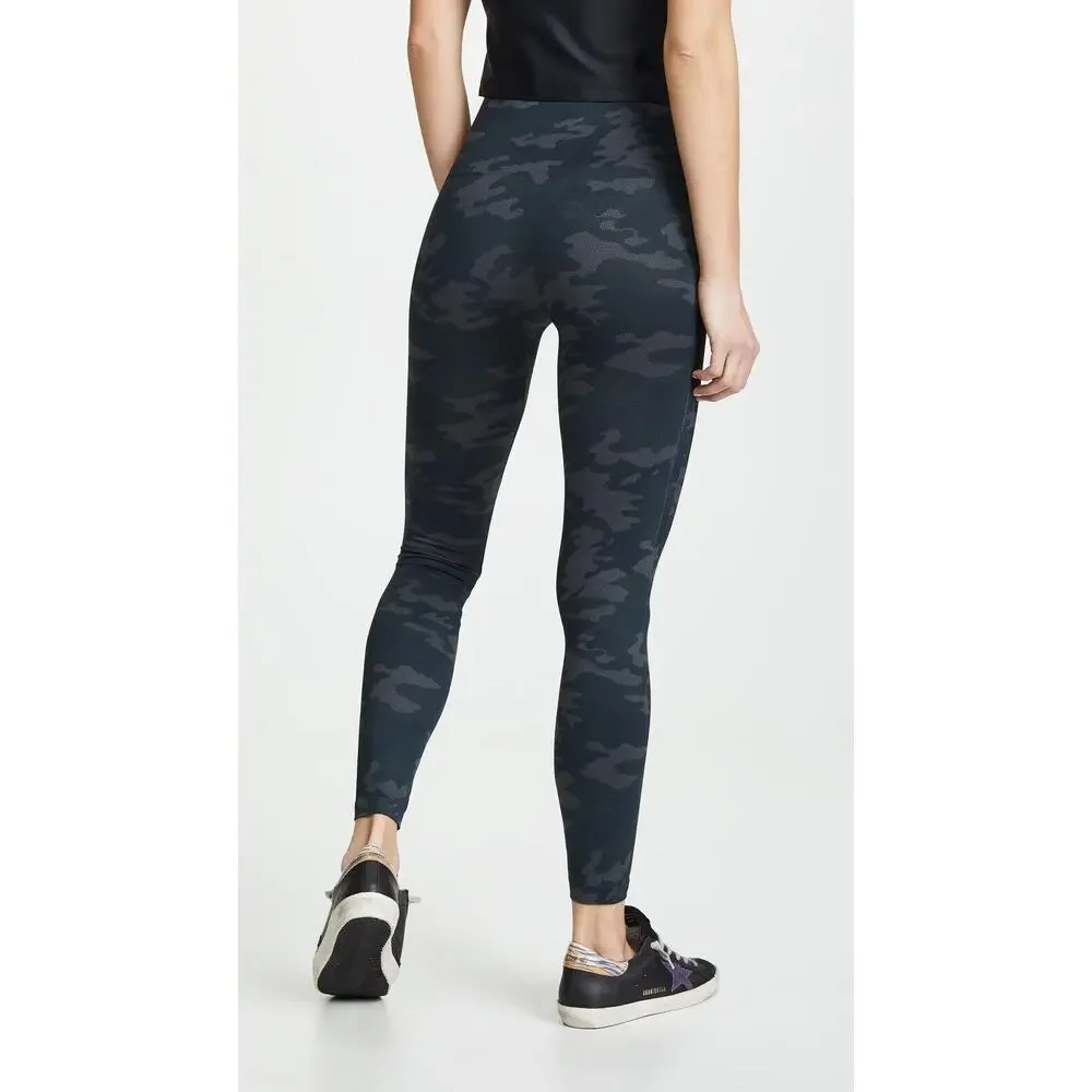 Spanx Look at Me Now Cropped Leggings Seamless Black Camo Womens Sz Large